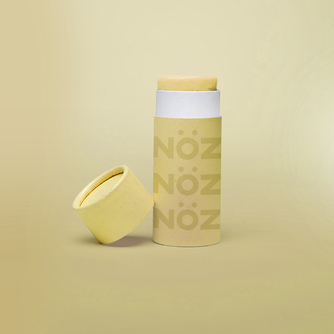 Front view of “Banana Yellow” NOZ Reef safe and Earth-friendly sunscreen cream 